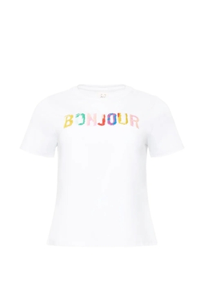Cinq A Sept Bonjour scribble-print T-shirt - White