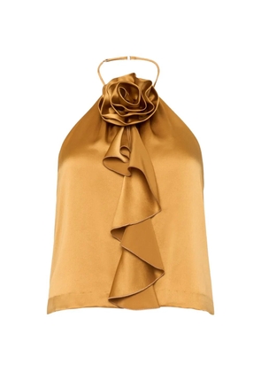 Cinq A Sept Hallie floral-appliqué ruffled top - Yellow