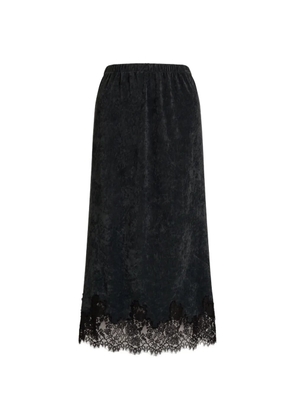 Alberta Ferretti lace-trim midi skirt - Grey