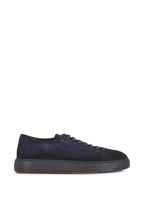 Santoni suede lace-up sneakers - Blue