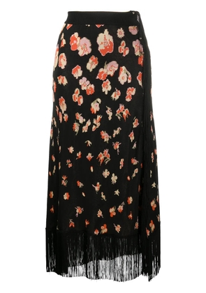 Rabanne floral fringed skirt - Black