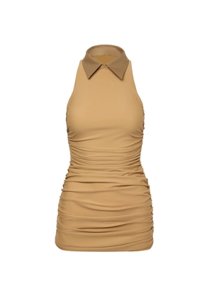 MEDEEA ruched collared mini dress - Neutrals