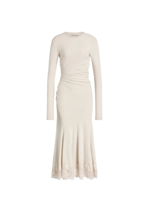 Alberta Ferretti lace ruched midi dress - White