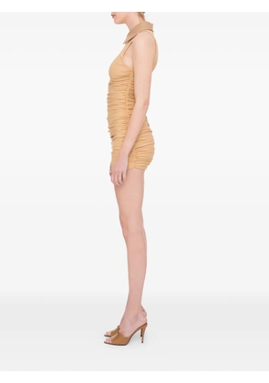 MEDEEA ruched collared mini dress - Neutrals