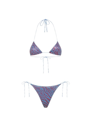 Oséree Animalier glitter-effect bikini - Blue