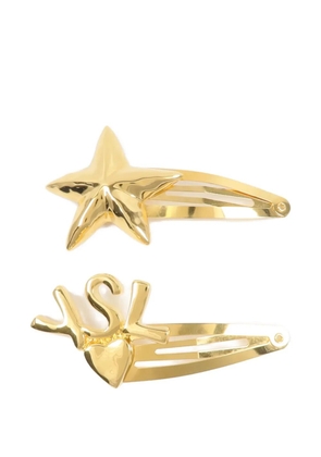 Saint Laurent Pre-Owned YSL and star hair clips - Gold