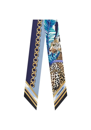 Ferragamo Felini-print silk mini bandeau - Blue