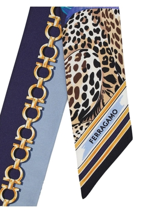 Ferragamo Felini-print silk mini bandeau - Blue