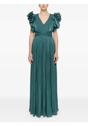 NISSA ruffled pleated maxi dress - Green
