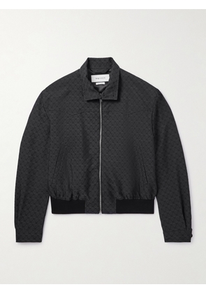 McQueen - Cropped Printed Twill Harrington Jacket - Men - Black - IT 46