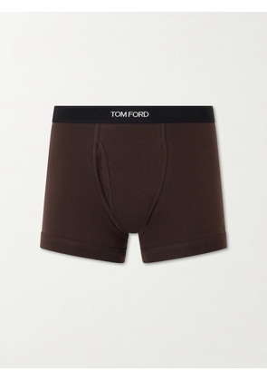 TOM FORD - Stretch Cotton-Blend Jersey Boxer Briefs - Men - Brown - S