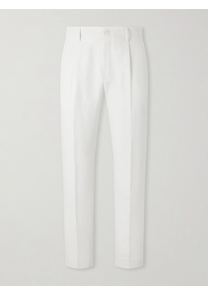 Canali - Mamhood Straight-Leg Pleated Linen And Silk-Blend Trousers - Men - White - IT 46
