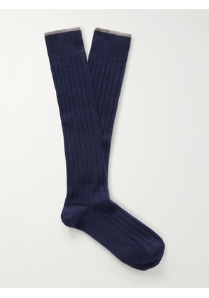Brunello Cucinelli - Ribbed Cashmere Socks - Men - Blue - S
