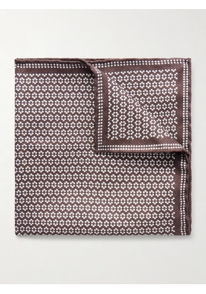 Brunello Cucinelli - Printed Silk Pocket Square - Men - Brown