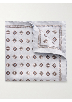 Brunello Cucinelli - Printed Silk Pocket Square - Men - Gray