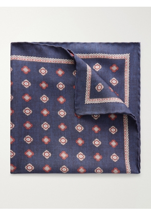 Brunello Cucinelli - Printed Silk Pocket Square - Men - Blue