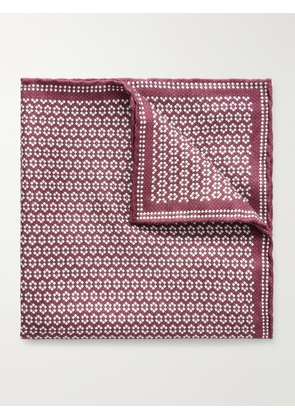 Brunello Cucinelli - Printed Silk Pocket Square - Men - Burgundy