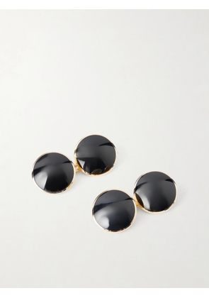 TOM FORD - 18Kt Yellow Gold Onyx Round Cufflinks - Men - Black