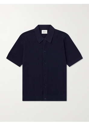NN07 - Nolan 6695 Textured-Knit Organic Cotton Shirt - Men - Blue - S
