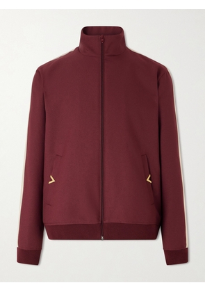 Valentino Garavani - VGold Striped Drill Zip-Up Sweater - Men - Burgundy - S