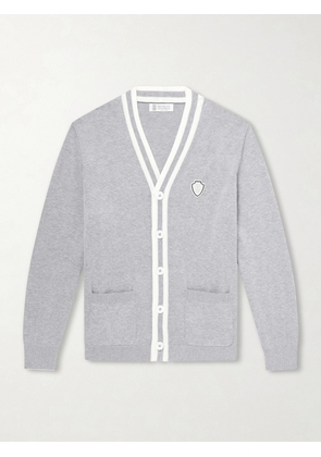 Brunello Cucinelli - Logo-Appliquéd Cotton Cardigan - Men - Gray - S