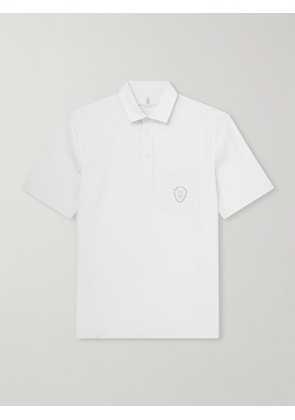 Brunello Cucinelli - Logo-Appliquéd Wool Polo Shirt - Men - White - S