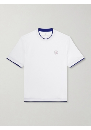 Brunello Cucinelli - Logo-Appliquéd Tech-Jersey Tennis Shirt - Men - White - S