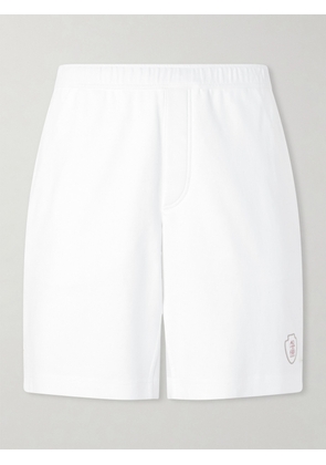 Brunello Cucinelli - Straight-Leg Logo-Embroidered Cotton-Jersey Tennis Shorts - Men - White - S