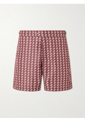 Mr P. - Wiggle Geo Straight-Leg Mid-Length Printed Swim Shorts - Men - Pink - XS