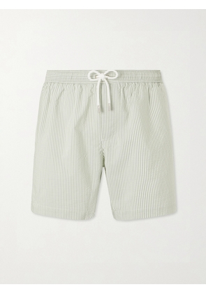 Mr P. - Oxford Striped Straight-Leg Mid-Length Swim Shorts - Men - Green - XS