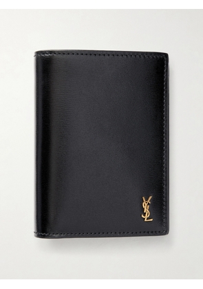 SAINT LAURENT - Tiny Cassandre Logo-Appliquéd Leather Bifold Wallet - Men - Black