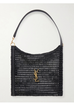 SAINT LAURENT - Oxalis Leather-Trimmed Raffia Tote Bag - Men - Black