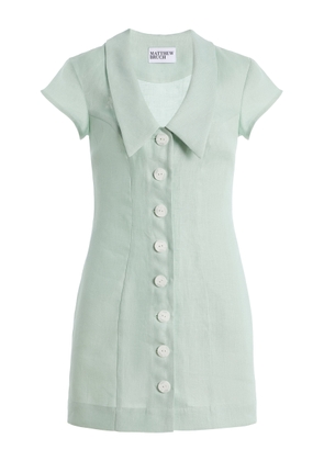 Matthew Bruch Collared Linen Mini Dress - Moda Operandi