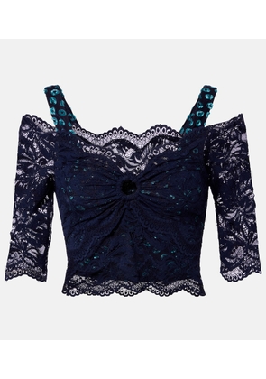 Rabanne Trompe l'oil lace and velvet crop top