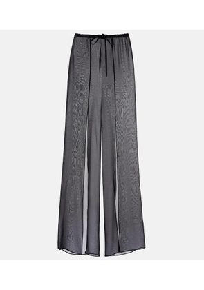 Balmain Monogram sheer silk wide-leg pants