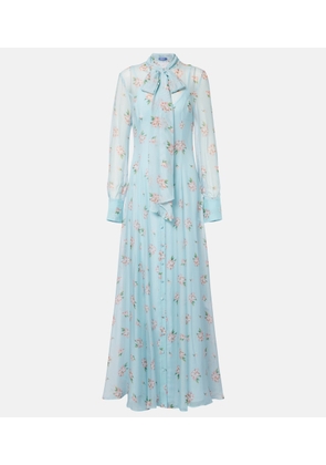 Leo Lin Lilith bow-detail floral chiffon maxi dress