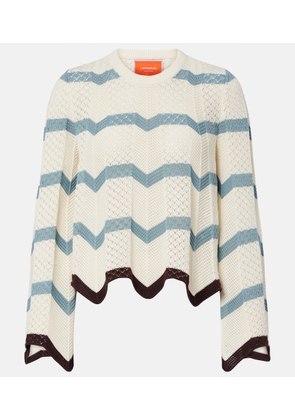 La DoubleJ Chevron crochet cropped cotton sweater