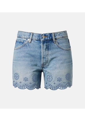Frame Long Hang broderie anglaise denim shorts