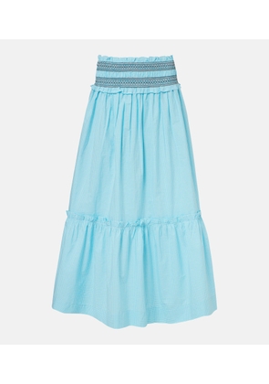 Ganni Embroidered gingham cotton poplin maxi skirt