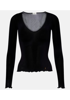 Saint Laurent Ribbed-knit silk top