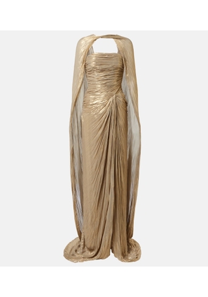 Marmar Halim Caped pleated bustier gown