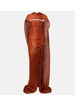 Marmar Halim Draped pleated scarf-detail bustier gown