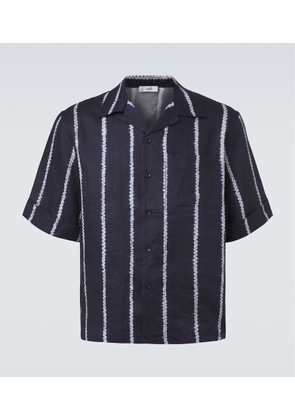 Commas Striped linen bowling shirt