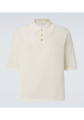 Commas Open-knit cotton-blend polo sweater