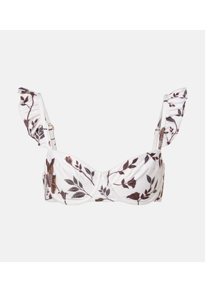 Agua by Agua Bendita Kiwi floral ruffled bikini top