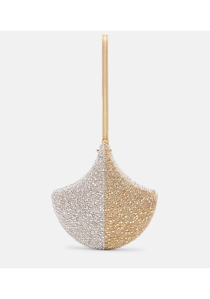 Bvlgari Ginkgo crystal-embellished suede clutch