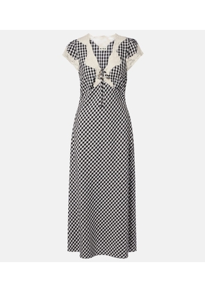 Rixo Amari lace-trimmed checked midi dress