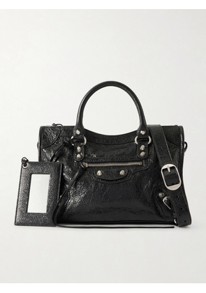 Balenciaga - Le City Crinkled Glossed-leather Shoulder Bag - Black - One size