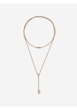 McQueen Pavé Skull Necklace - Gold - Women