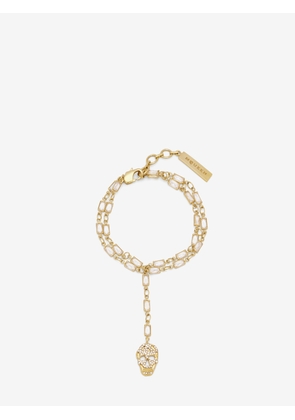 McQueen Pavé Skull Bracelet - Gold - Women
